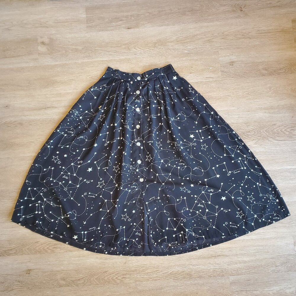 Hide & Seek Constellation Print Fit and Flare Midi Skirt